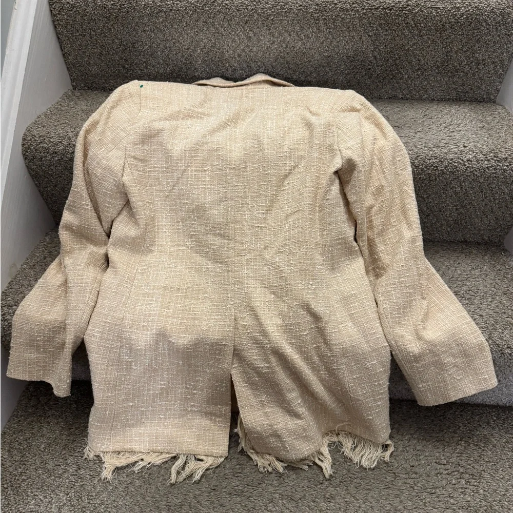 Rodebjer fringed-edge single-breasted blazer Cream Color Size XS - NWT - Picture 5 of 8